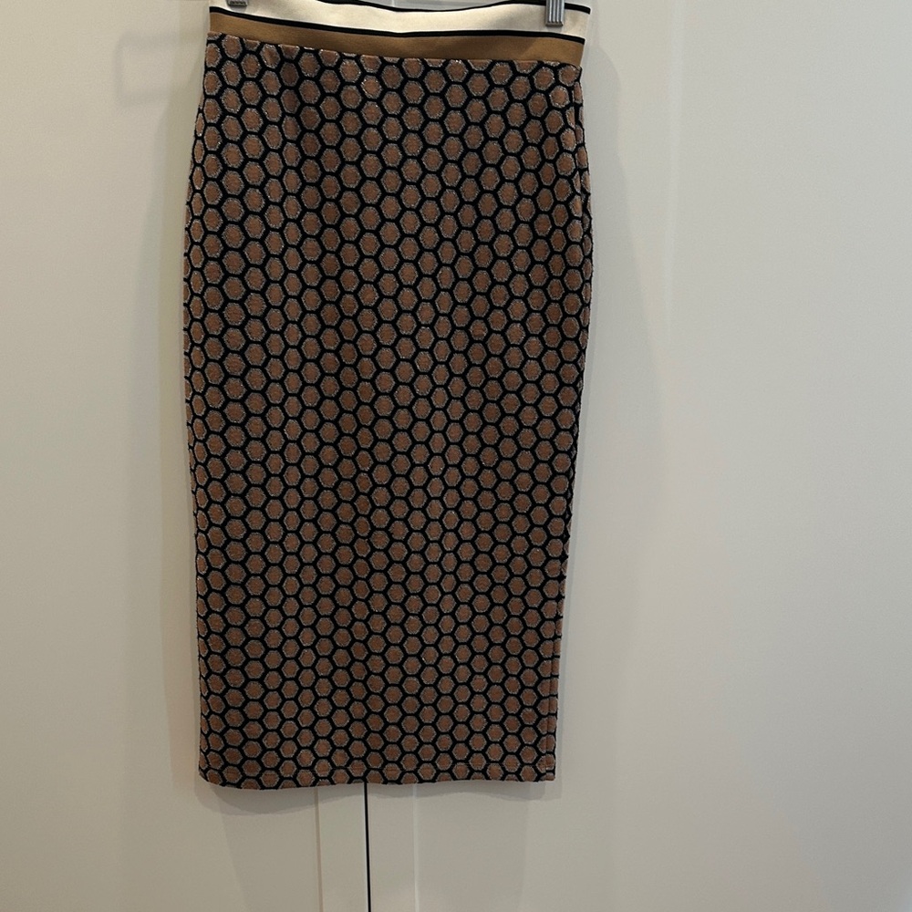 H&M Black and Brown Patterned Pencil Skirt